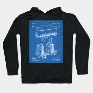 Beer Keg Patent - Home Brewer Craft Beer Art - Blueprint Hoodie